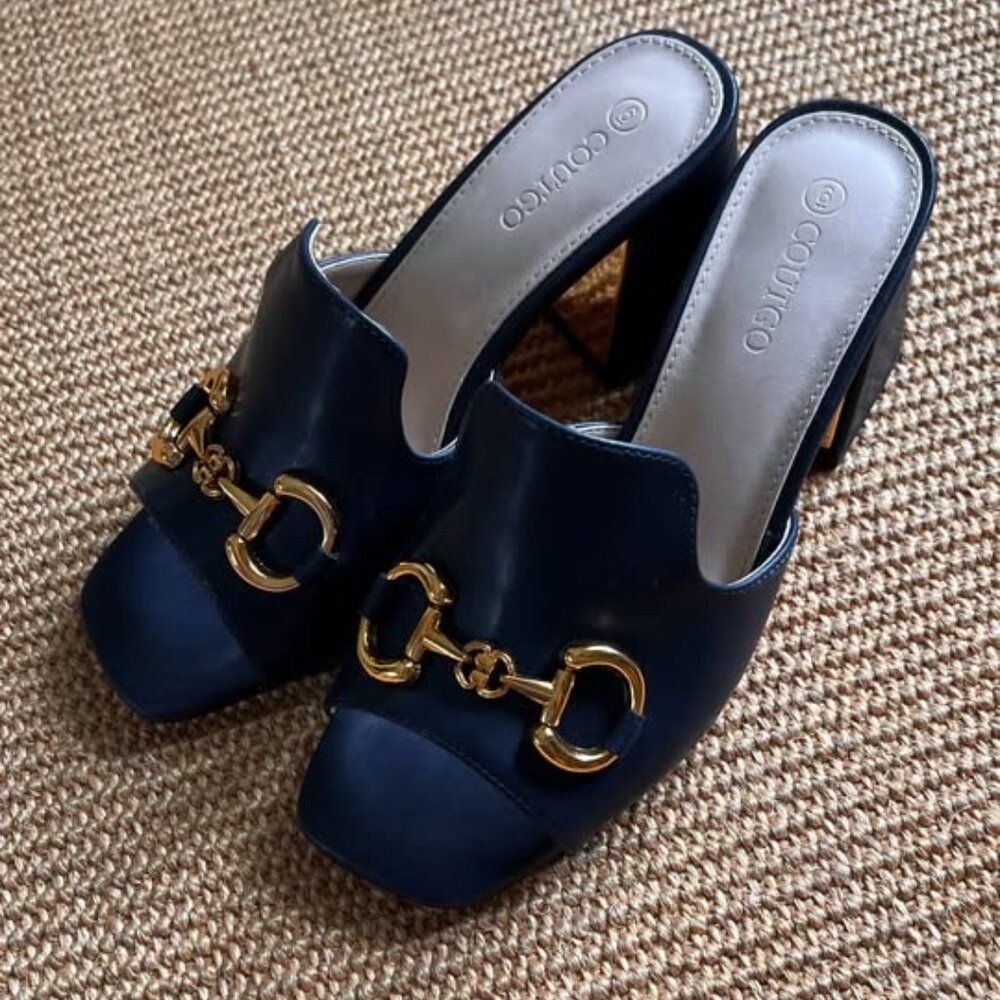 Women's Sandals Peep Toe Slides Chunky Heel Mules